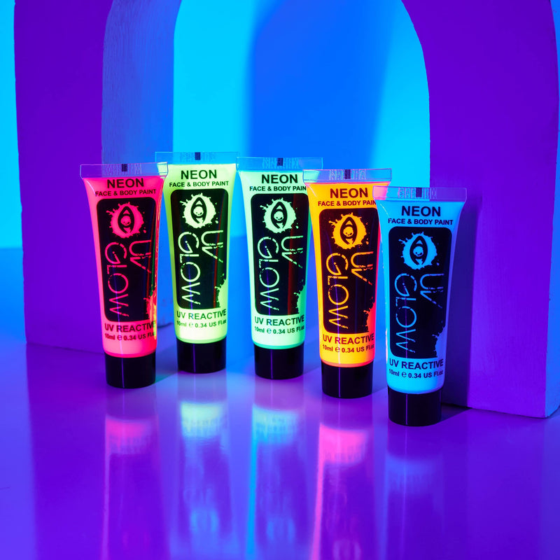 [Australia] - UV Glow Blacklight Neon Face and Body Paint - 0.34oz Set of 5 tubes - Fluorescent 