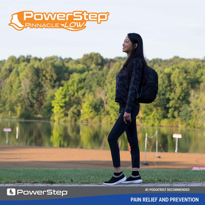 [Australia] - Powerstep Insoles, Pinnacle Low Arch, Flat Feet Pain Relief Insole, Low Arch Support Orthotic For Women and Men Men's 9-9.5 / Women's 11-11.5 Blue and Orange 