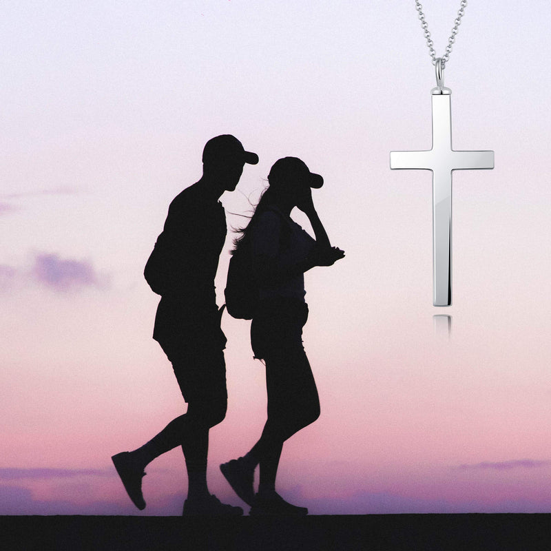 [Australia] - BEILIN 925 Sterling Silver Cremation Jewelry Cross Urn Pendant Memorial Cross Urn Necklace for Ashes 