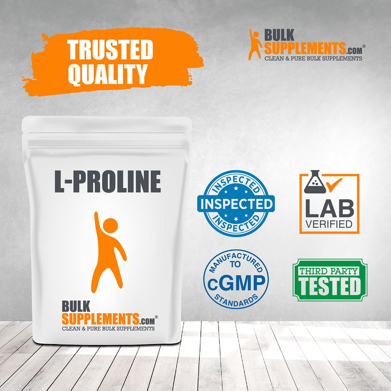 [Australia] - BulkSupplements.com L-Proline Powder - Amino Acids Supplement for Women - Amino Acids Supplement for Men - Supplements for Skin - Amino Acid Nutritional Supplements (250 Grams - 8.8 oz) 8.81 Ounce (Pack of 1) 