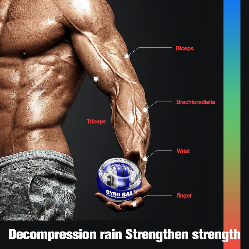 [Australia] - JIN BD Wrist Trainer Ball Auto-Start Wrist Strengthener Gyroscopic Forearm Exerciser Gyro Ball for Strengthen Arms, Fingers, Wrist Bones and Muscles BLUE 