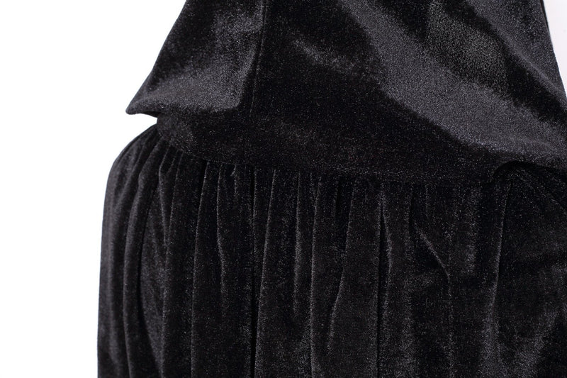 [Australia] - OurLore Unisex Full Length Hooded Robe Cloak Long Velvet Cape Cosplay Costume 59 inch Black 