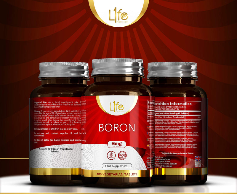 [Australia] - LN Boron Supplements | 180 High Strength Vegan Boron Tablets - 6mg per Serving | Non-GMO, Gluten, Dairy & Allergen Free | Manufactured in ISO Licensed Facility in The UK 