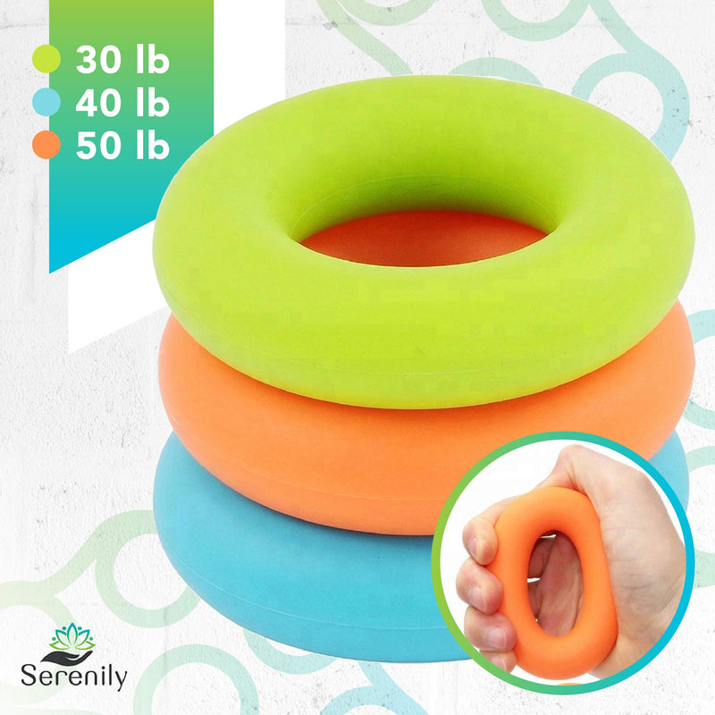 [Australia] - Serenily Hand Grip Strength Trainer - Finger Exerciser for Forearm Workout. 6 Pack Hand Grip Strengthener, Finger Stretcher for Carpal Tunnel, Arthritis, Wrist Pain, Physical Therapy & Stress Relief 