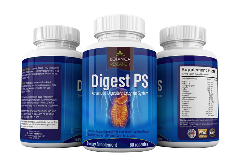 [Australia] - Digest PS: Advanced Digestive Multi Enzymes Support Supplement - Daily Essential Digestion System Cleanse: Bromelain, Lipase, Amylase, Lactase, Protease, Pectinase, Peptidase Vegetarian Capsule Pills 