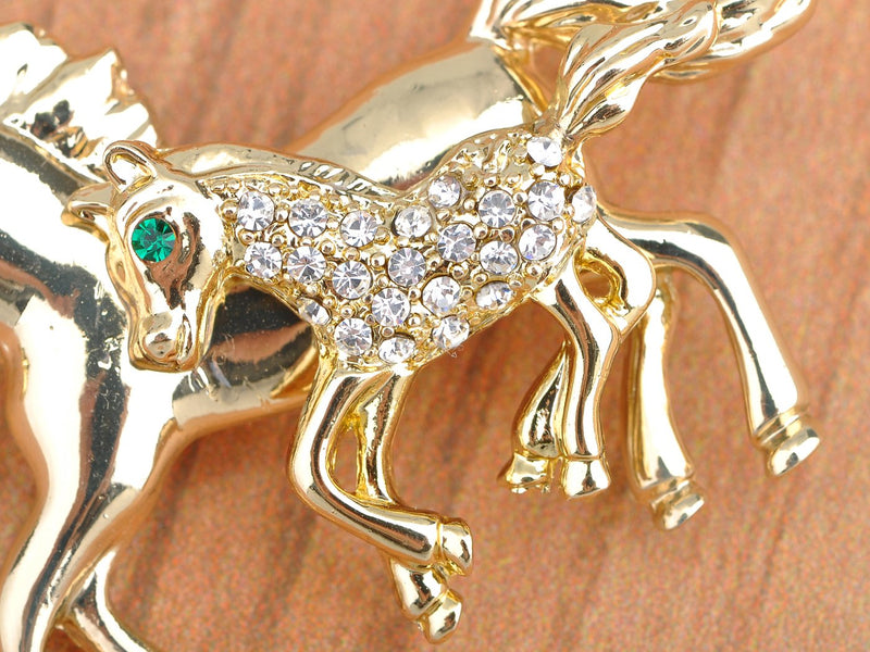 [Australia] - Alilang Golden Tone Clear Rhinestones Cutout Fairytale Stallion Horse 