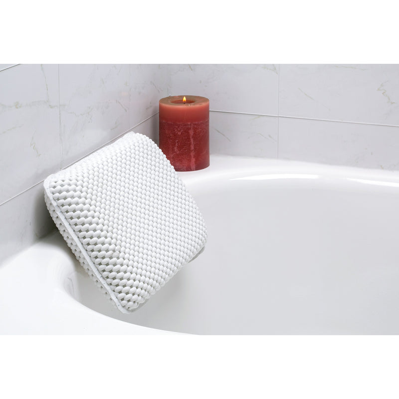 [Australia] - Bath Bliss, Suction Cup Placement, Anti-Microbial and Latex Free, Non Absorbent Waterproof Spa Foam Bath Pillow, White 