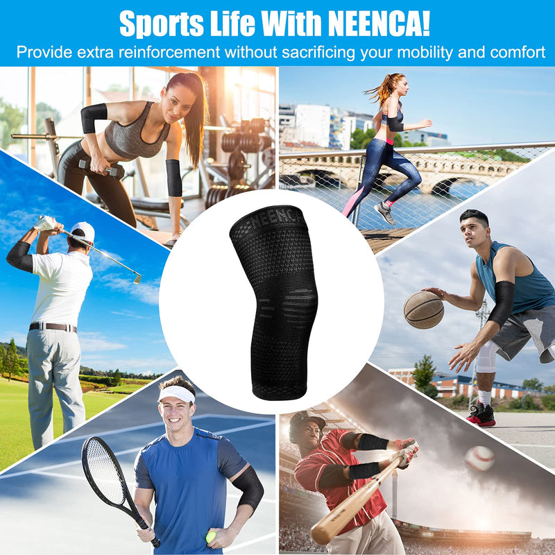 [Australia] - NEENCA [2 Pack] Professional Elbow Brace, Compression Elbow Sleeves. Medical Elbow Support for Tendonitis,Tennis or Golf Elbow. Arm Support Sleeves for Sports Protection and Pain Relief - Pair Wrap Black Large 