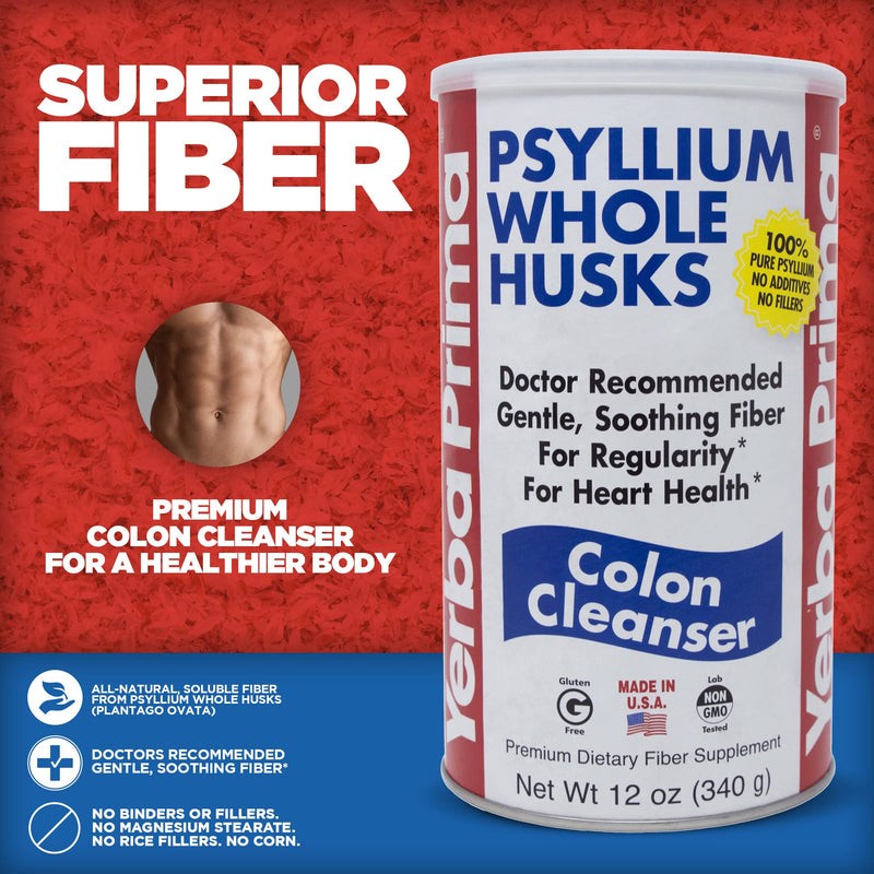 [Australia] - Yerba Prima Psyllium Husk, 12 Ounce - Colon Cleansing Fiber Supplement, for Heart Health, Natural Support for Gut Health, Vegan, No Sugar or Artificial Sweeteners, Non GMO, Gluten Free 