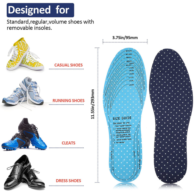 [Australia] - 6 Pairs Shoe Insoles Women Thin Breathable Shoe Pads Inserts Ultra Soft Cushioning Walking Comfort Double Layer Latex Foam Insoles with Holes Fit in Any Shoe Unisex, Men 7-11 Woman 2-8 (Simple Colors) Simple Colors 
