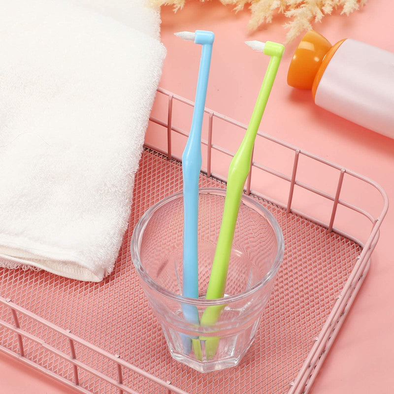 [Australia] - 2 Pieces Tuft Toothbrush Tufted Brush, Slim Interspace Teeth Brushes Trim Tooth Toothbrush for Detail Cleaning (Green, Blue) Green, Blue 