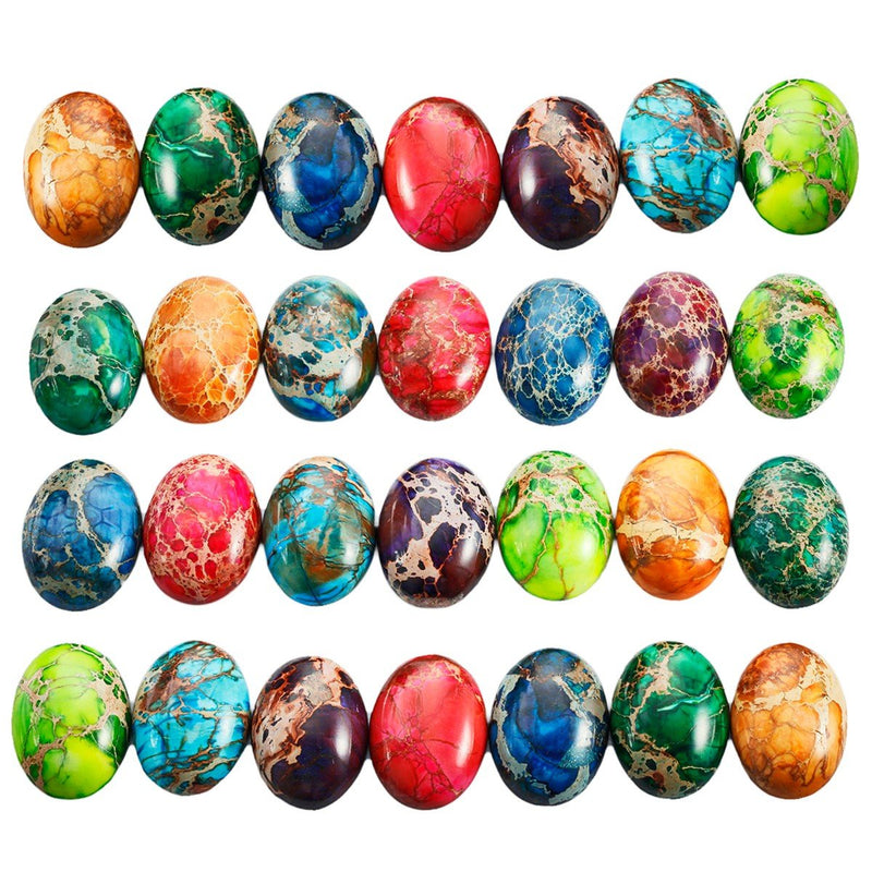 [Australia] - rockcloud 18x25mm Oval Cabochon Flatback Semi-Precious Stones Sea Sediment Jasper for Jewelry Making Pack of 5 Assorted Colors A(18x25mm) 