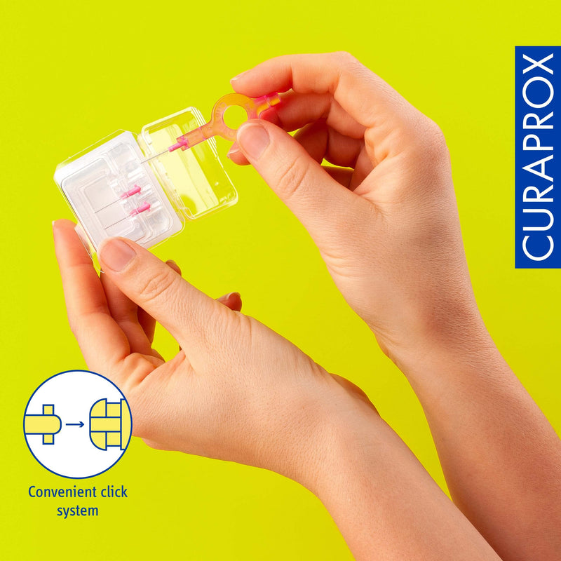[Australia] - Curaprox CPS 08 Prime Start Interdental Brush Kit, Pink - 5 x 0.8mm - 3.22mm Interdental Brushes + 2 Interdental Toothbrush Holders 