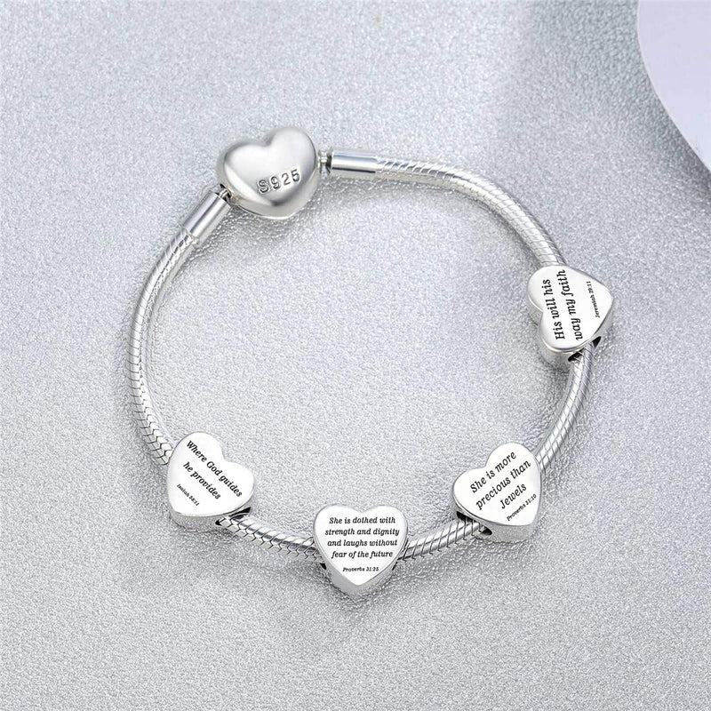 [Australia] - Heart Charm Fit Charms Bracelet Christian Bible Verse Charm Prayer Faith Religious Jewelry Gifts for Women Girls A friend loves at all times Proverbs 17:17 