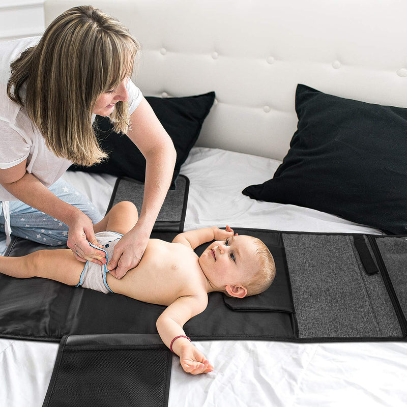 [Australia] - ALLONWAY Baby Changing Mat, Portable Nappy Changing Mat, Foldable Travel Changing Mats with Storage Pockets for Toddlers Infants & Newborns Home Outside 