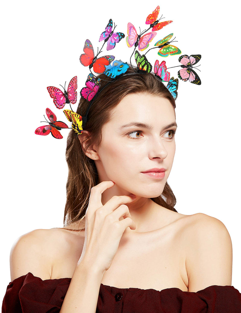 [Australia] - Coucoland Butterfly Fascinator Hat Kentucky Derby Fascinators Boho Style Headband Butterfly Headpiece A-colorful 