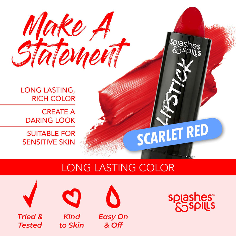 [Australia] - Vivid Black and Red Lipstick - 2 Pack Combo - Bold, Translucent, No Sheen Lip Color With Matte Finish - Makeup and Cosmetics by Splashes & Spills 1 Midnight Black & 1 Scarlet Red 