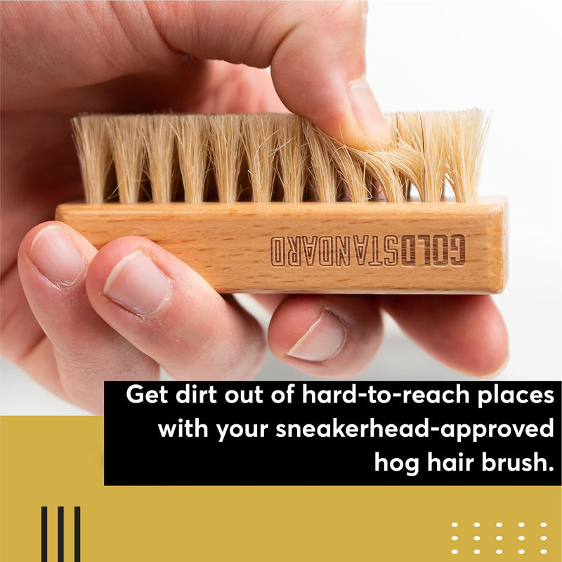 [Australia] - Premium Shoe Cleaning Brush - Shoe Brush with Soft Hog Hair Bristles - Works Great On Delicate Materials - Sneakerhead Supplies by Gold Standard 