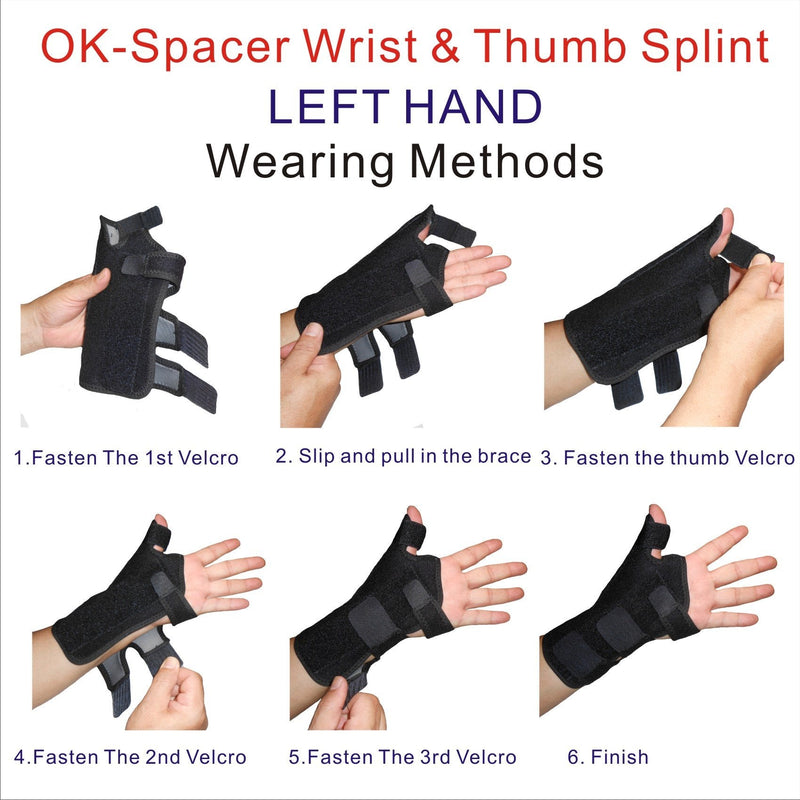 [Australia] - IRUFA,TB-OS-38, 3D Breathable Fabric RSI Wrist Thumb Spica Splint for Carpal Tunnel Syndrome, BlackBerry Thumb, Trigger Finger, Mommy Thumb Brace, Sprains, Arthritis and Tendinitis (Left Hand) Left Hand 