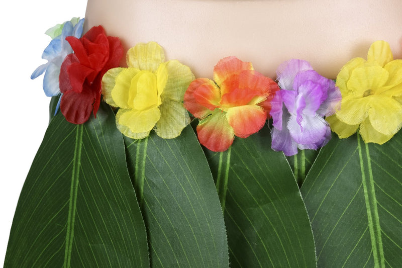 [Australia] - KEFAN Leaf Hula Skirt and Hawaiian Leis Set Grass Skirt with Artificial Hibiscus Flowers for Hula Costume and Beach Party A 