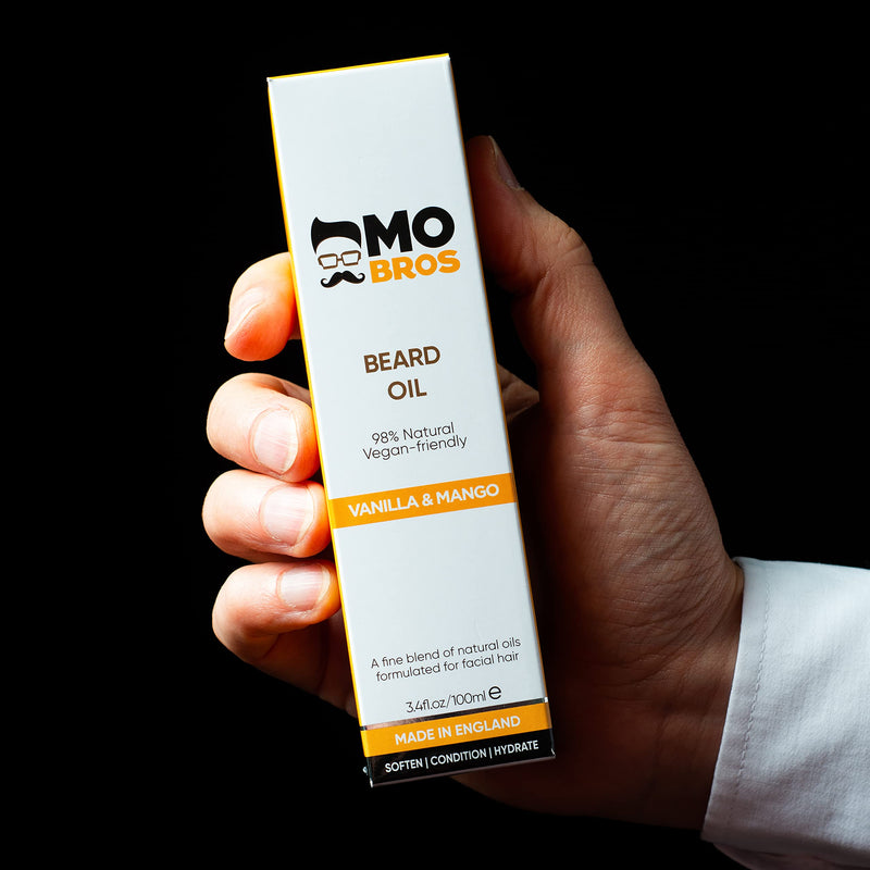 [Australia] - Beard Oil 100ml | Vanilla & Mango | Beard Care for Men | Softens, Hydrate & Conditions Facial Hair | Promotes Growth, Reduces Dryness & Itching | Contains Natural & Premium Ingredients Argan, Jojoba, Sweet Almond & Grapeseed Oil 