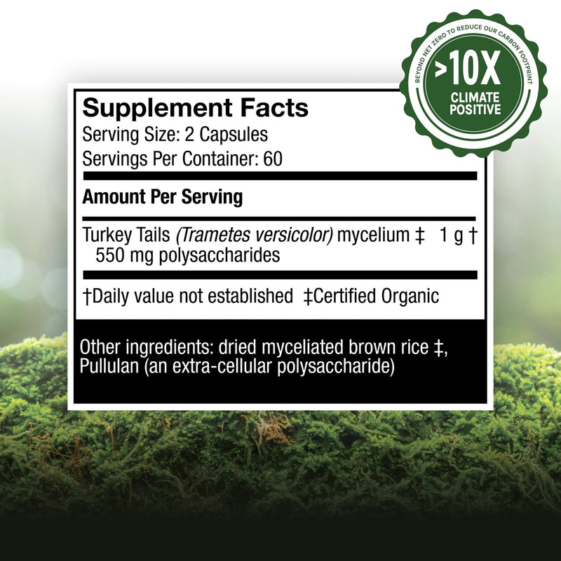 [Australia] - Host Defense, Turkey Tail Capsules, Natural Immune System and Digestive Support, Mushroom Supplement, Unflavored, 120 120 Capsules 