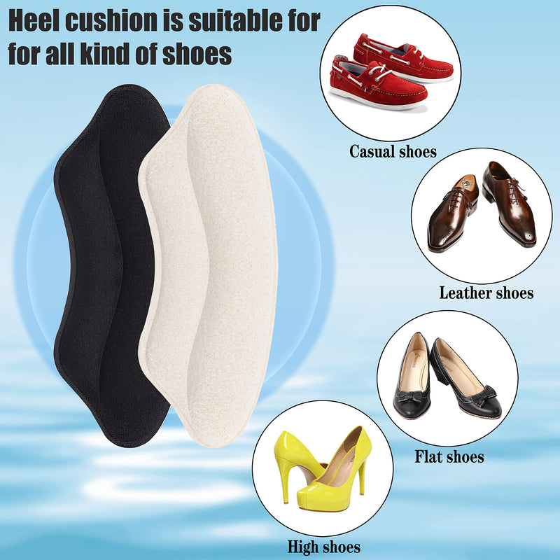 [Australia] - ZORRA 4 Pairs Heel Grips Heel Protectors, Sponge Heel Cushion Pads, Self-Adhesive Heel Grips for Ladies, Heel Grips for Kids Shoes (Black, Beige) 
