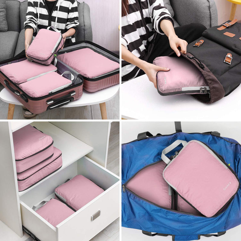 [Australia] - Gonex Compression Packing Cubes Extensible Organizer Bags for Travel Suitcase Organization 4 Packs, Pink 