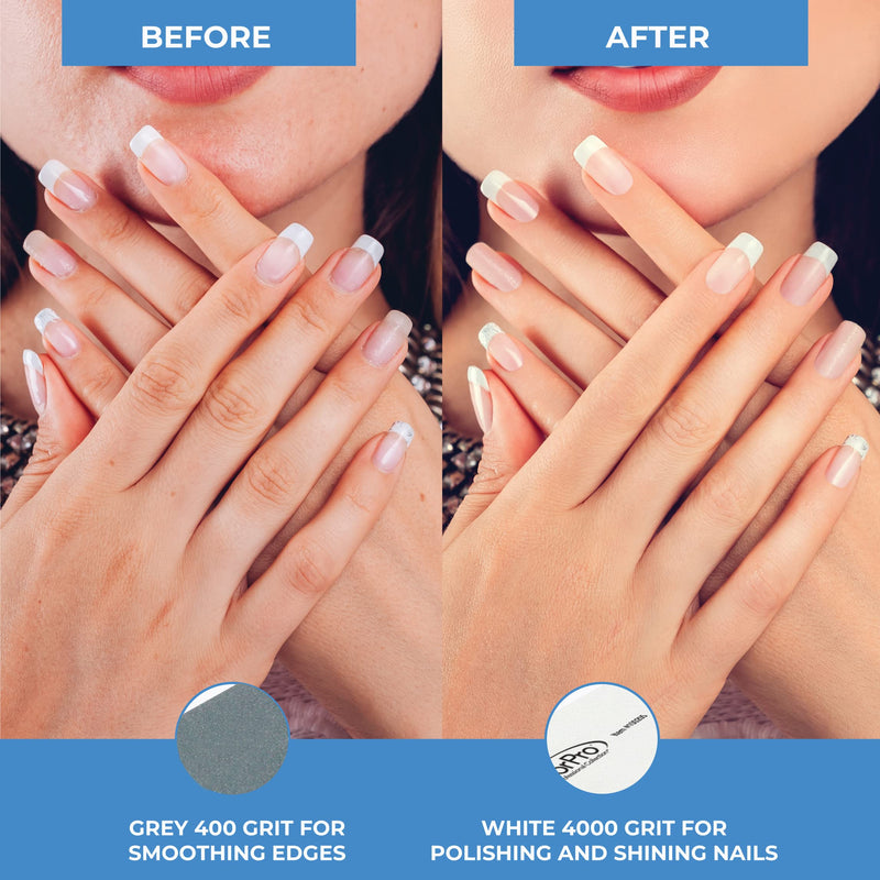 [Australia] - ForPro Miracle Buff & Shine - Grey 400/White 4000 Grit- Twelve (12) Double Sided Manicure & Pedicure Buffers - 1” H x 1.375” W x 3.75” L 