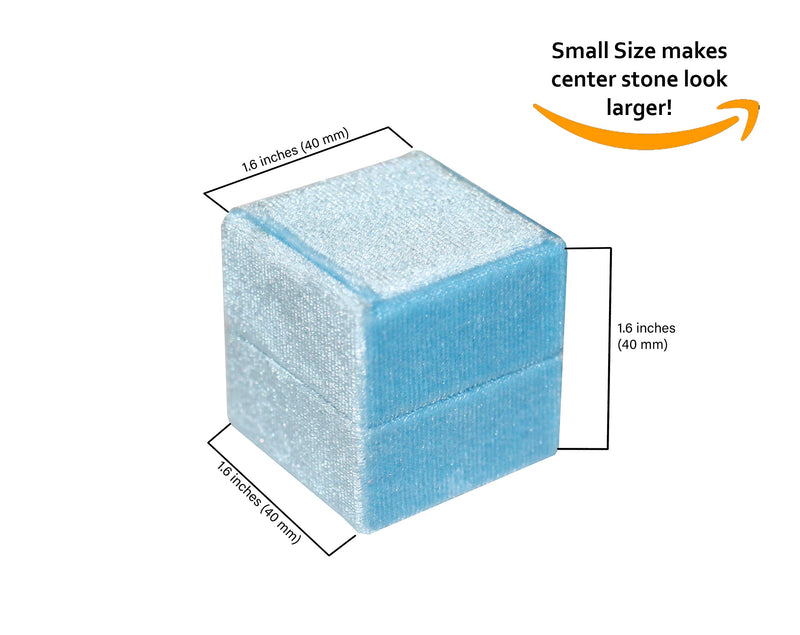 [Australia] - Velvet Square Single Ring Box, Photography Prop, Vintage Wedding Ceremony Ring Box with Detachable Lid, Engagement Ring Box Holder, Modern Slim Ring Box Display (Dusty Sky Blue, Double Ring Box) Dusty Sky Blue 
