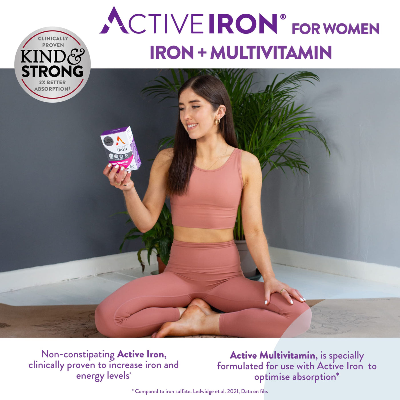 Active Iron Supplement 17 Mg Multivitamin For Women – Clinically Proven To Increase Energy & Reduce Tiredness – Gentle, Non-Constipating Iron Women's Multivitamin – 30 Capsules 30 Tablets