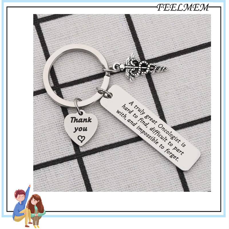 [Australia] - FEELMEM Oncologist Keychain Oncologist Gift A Truly Great Oncologist is Hard to Find and Impossible to Forget Keychain Thank You Gift Retirement Gift for Oncology Doctor silver 