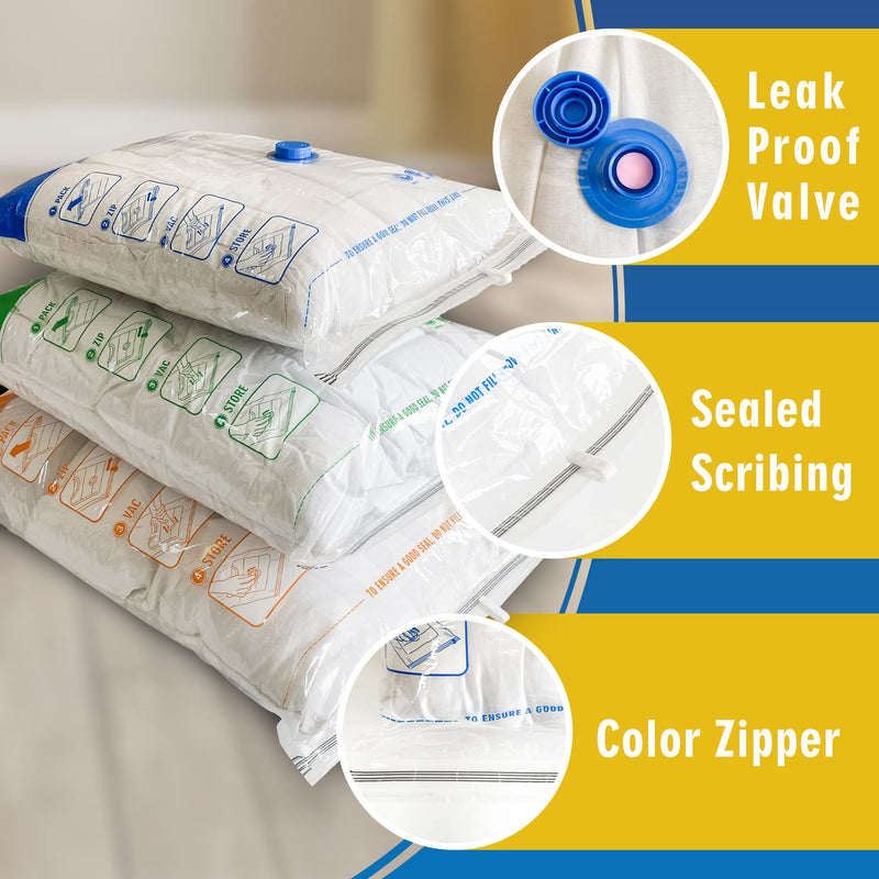 [Australia] - STORAGE MASTER Space Saver Bags for Travel and Home Reusable Vacuum Storage Bags Save 80% More Storage Space Work with Vacuum Cleaner (9 Combo) 9 Pack C 