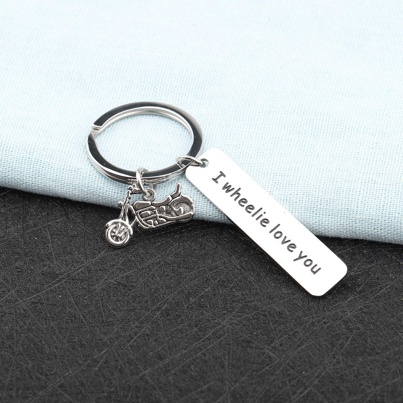 [Australia] - PLITI Motorcycle Biker Rider Keychain I Wheelie Love You Motorcycle Lover Couple Gift Husband Boyfriend Wheelie Love U Key 