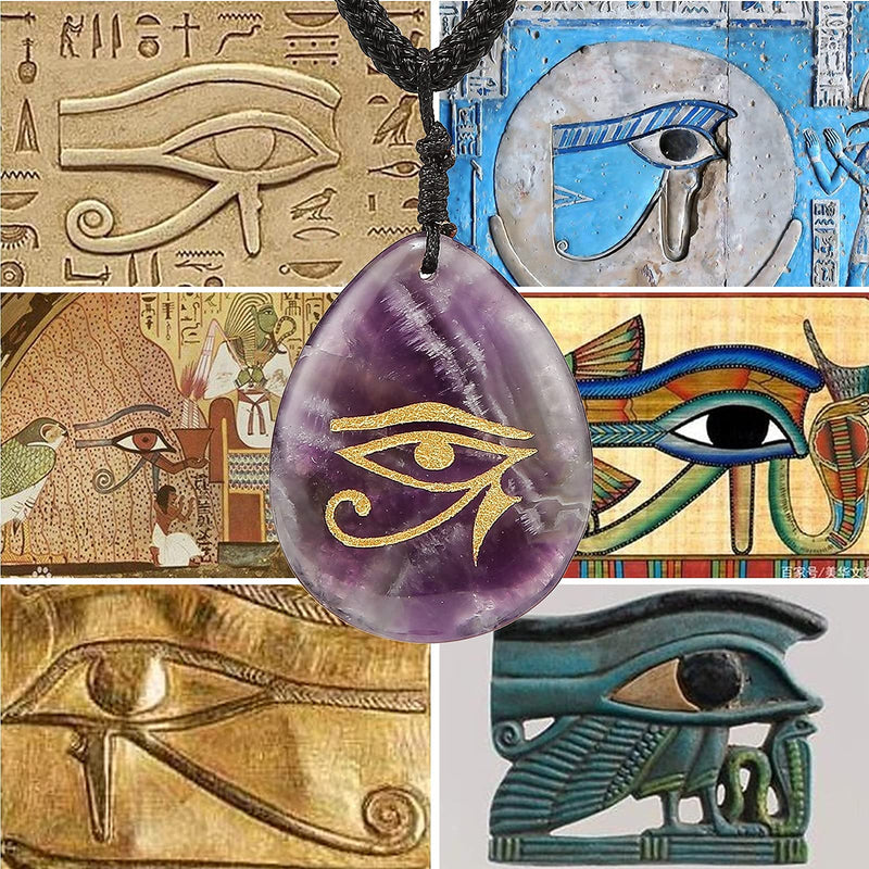 [Australia] - N\C Egyption Eye of Horus Necklace Men Women Protection Symbol Fashion Pendant Jewelry with Chain ，Come Gift Box Amethyst 