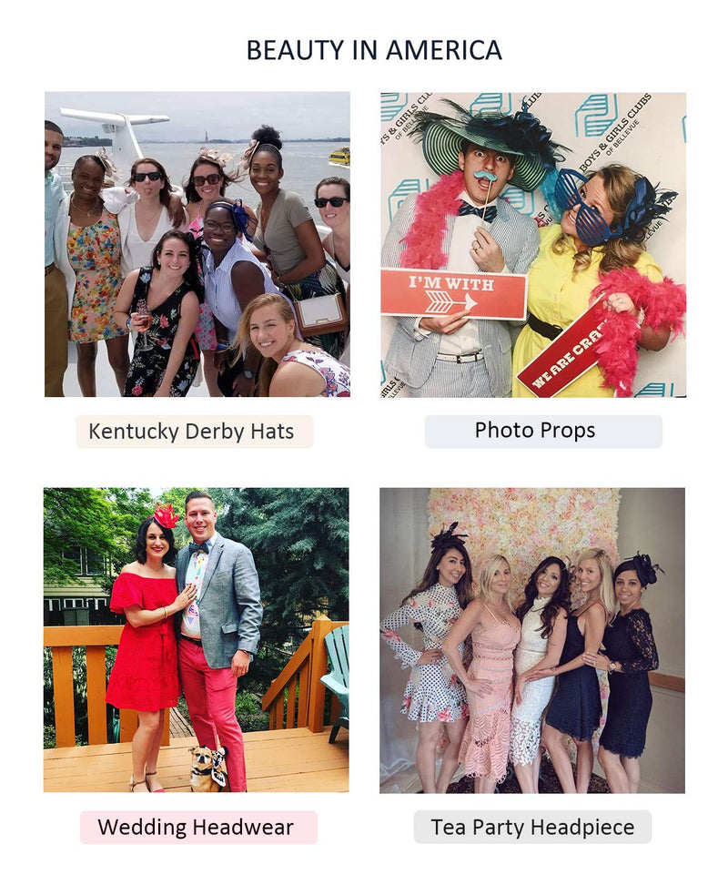 [Australia] - FELIZHOUSE Fascinator Hats Feather Satin Kentucky Derby Tea Party Hat Wedding Church Bridal Headwear for Women Girls #1 Satin Fuchsia 
