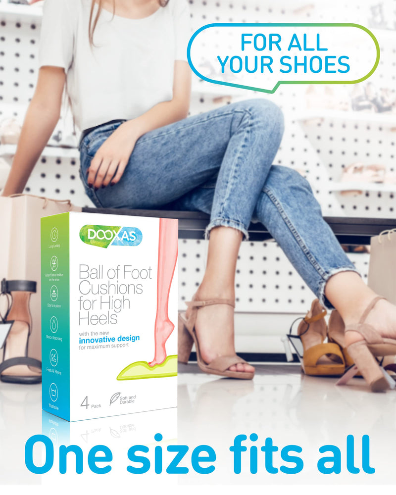 [Australia] - Ball of Foot and Heel Cushions for High Heels Shoes Metatarsal Pads for Women 4-Pack – Soft Gel Shoe Inserts Relieve Foot Pain – an Innovative Insoles Shape Design Adhesive Comfort Set by Dooxas 