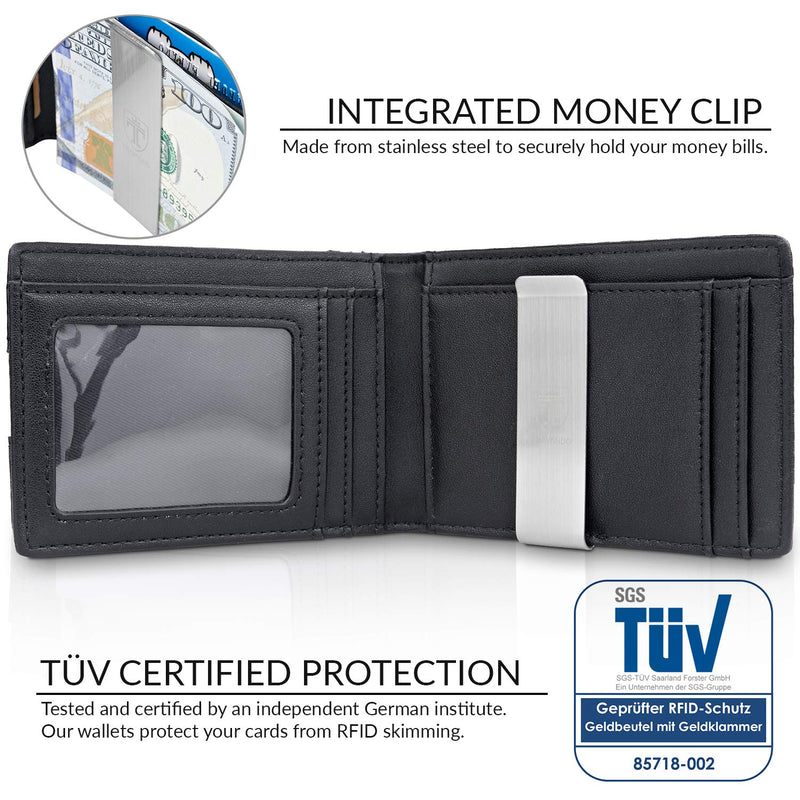 [Australia] - TRAVANDO Slim Wallet with Money Clip SEATTLE RFID Blocking Card Mini Bifold Men Carbon Leather 