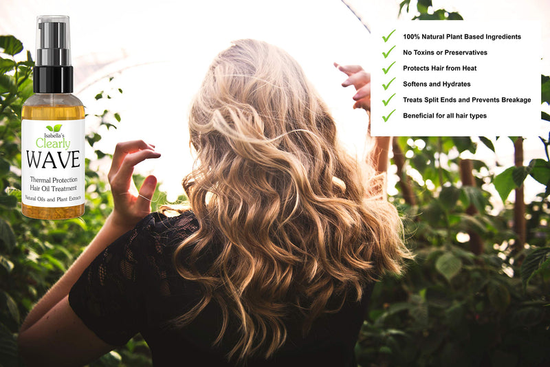[Australia] - Clearly WAVE, Damage Control Hair Oil with Jojoba and Olive¬†|¬†Thermal Heat Protector for Sun, Flat Iron, Hot Blow Dry, Blowout | Prevent Damage, Breakage | Natural, Sulfate Free, Made in USA 