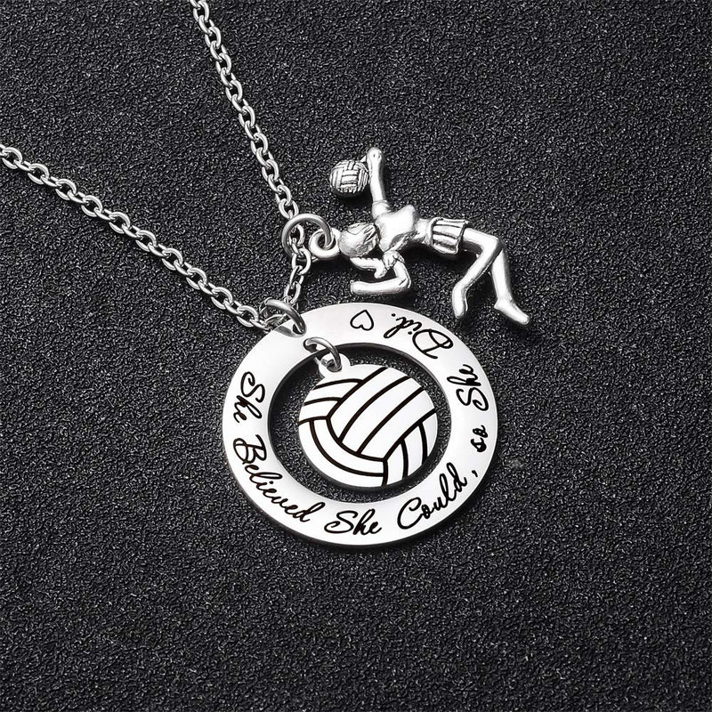 [Australia] - FY Volleyball Necklace Gifts for Girls Volleyball Players She Believed She Could So She Did 