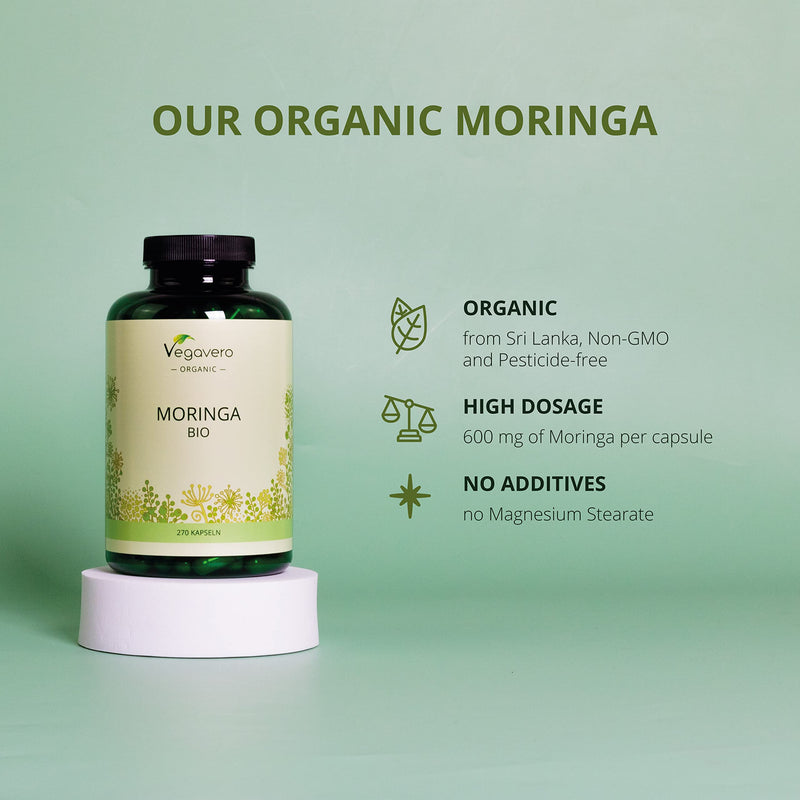 [Australia] - Organic Moringa Oleifera 1800mg Vegavero® | 270 Capsules | Pure Moringa Leaf Powder from Sri Lanka | Vegan & NO Additives | Natural Source of Proteins, Vitamins & Minerals 
