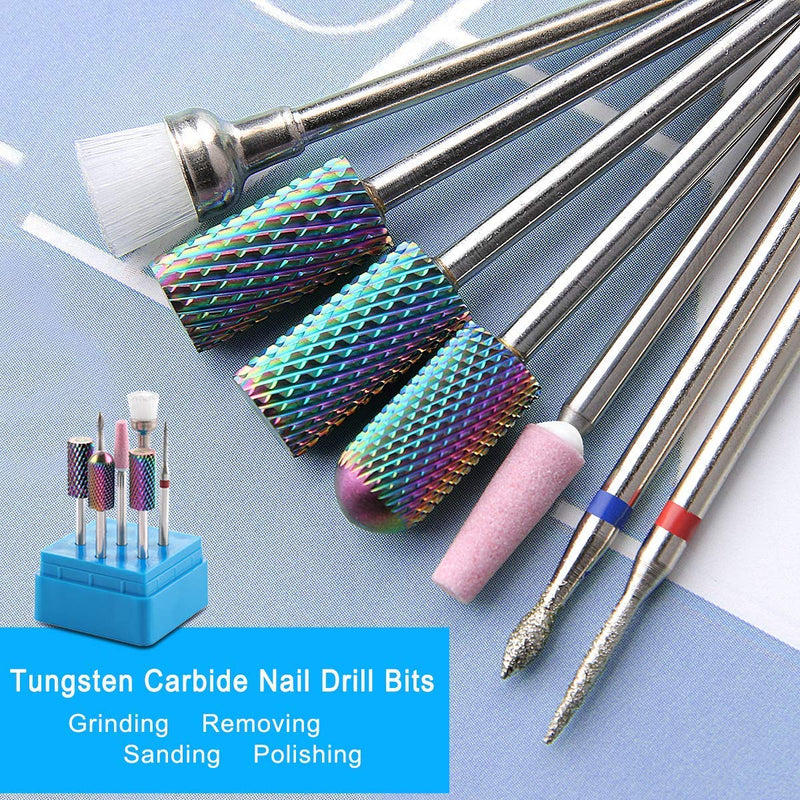 [Australia] - Makartt Nail Drill Bit Set, 7Pcs Tungsten Carbide Diamond Ceramic Acrylic Nail Drill Bits Remove Acrylic Nails Gel Polish Poly Extension Nail Gel 3/32 Drill Bit Manicure Pedicure B-25 