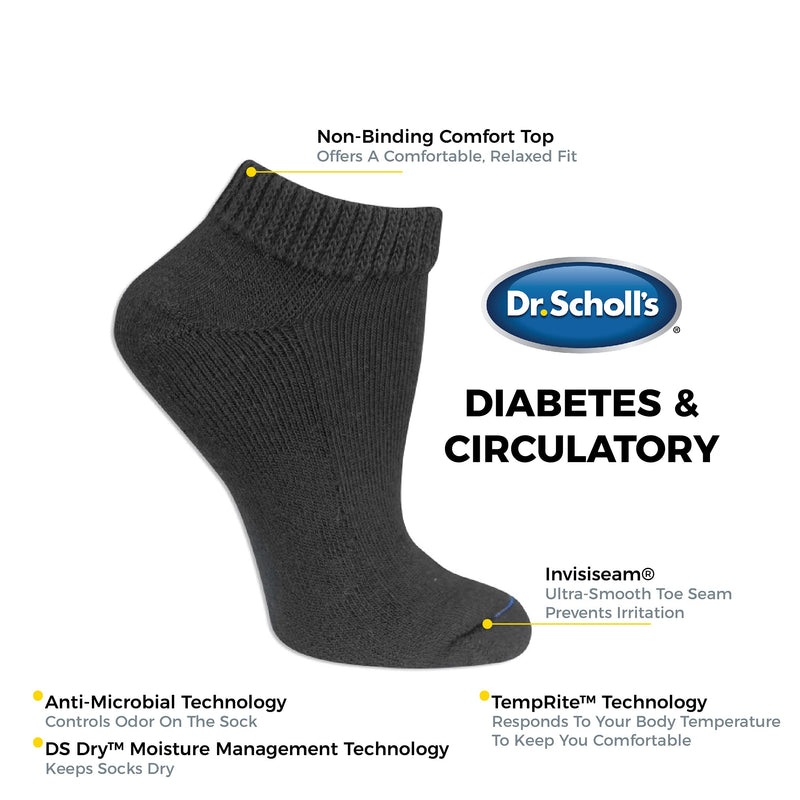 [Australia] - Dr. Scholl's Women's Diabetes & Circulator Socks - 4 & 6 Pair Packs Low Cut 8-12 Black 