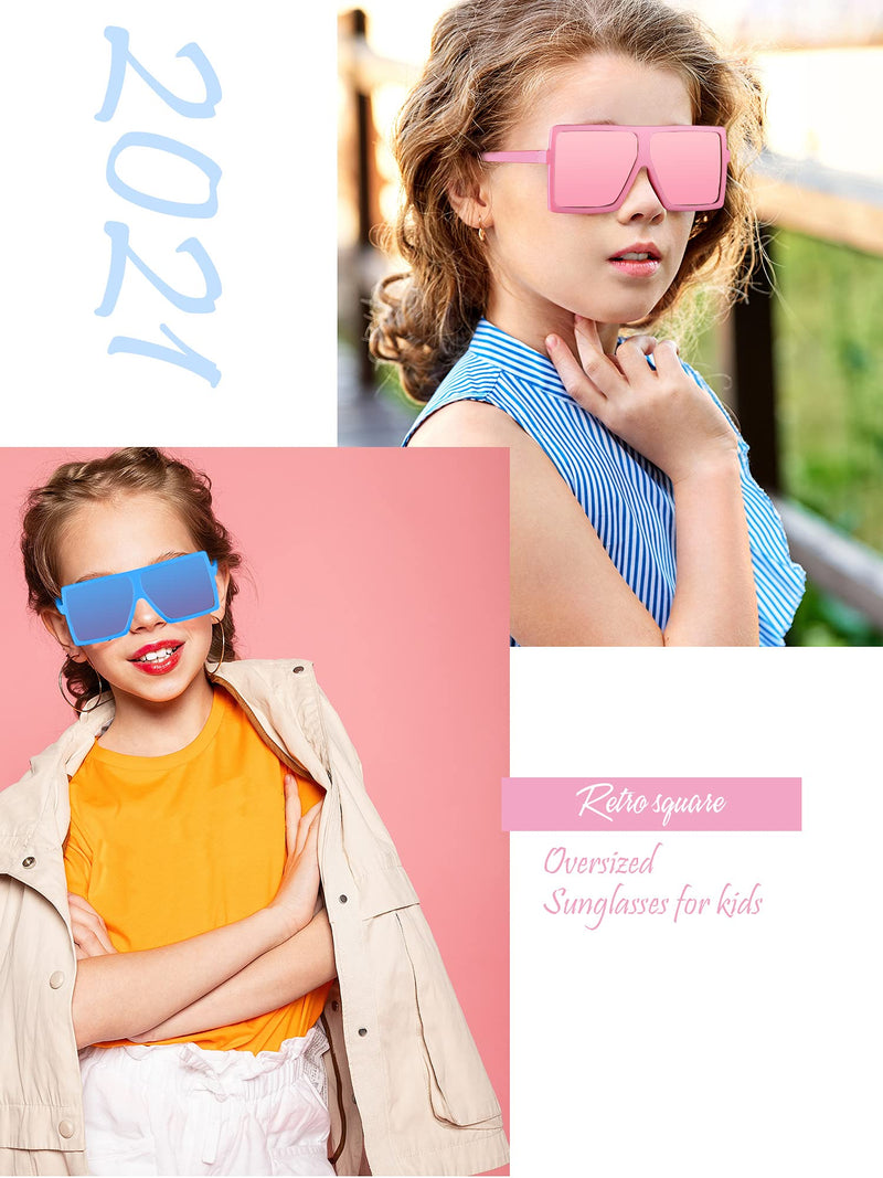 [Australia] - 14 Pairs Kids Oversized Square Sunglasses Large Frame Eyeglasses Flat Top Sunglasses Unisex Square Sunglasses Shades Eyewear for Boy Girl Outdoor, 3-10 Years 