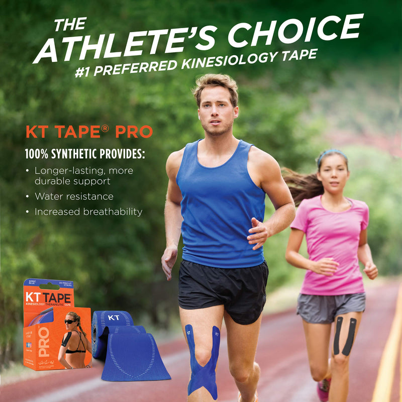 [Australia] - KT Tape Pro Synthetic Kinesiology Therapeutic Sports Tape, 20 Precut, 10” Strips Jet Black - Precut 