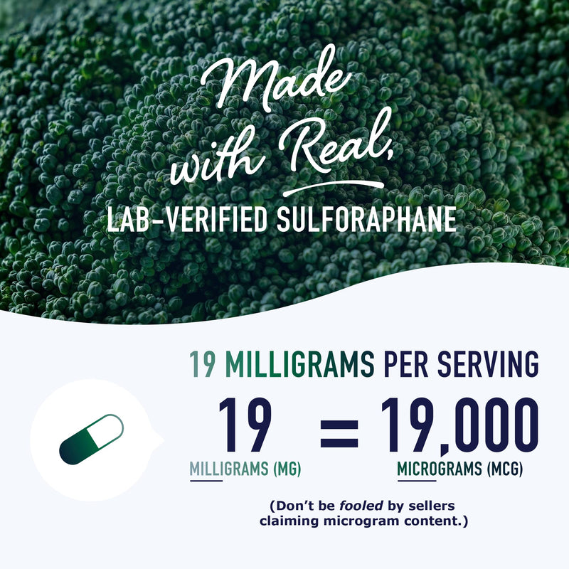 [Australia] - Sulforaphane Supplement 19mg Real Stabilized Sulforaphane | 405mg Complex | 125mg of Glucoraphanin & Myrosinase | from Broccoli Sprouts & Seed Extract | Antioxidant, Detoxification, Cellular Health 