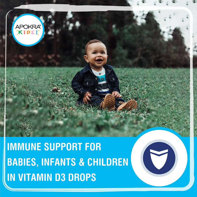 [Australia] - Vitamin D Drops Baby & Kids - Vegan - 60 Days Supply � 30mL � Preservative Free and Sugar Free Kids Vitamins - VIT D 400IU in MCT Oil - 10 micrograms per 0.5mL | APOKRA Kids 