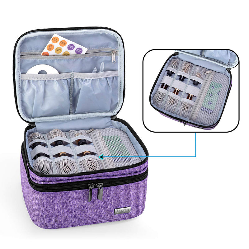 [Australia] - Luxja Essential Oil Carrying Case - Holds 30 Bottles (5ml-30ml, Also Fits for Roller Bottles), Double-Layer Organizer for Essential Oil and Accessories, Purple (Bag Only) Double-layer Bag: Fits for 30 bottles 