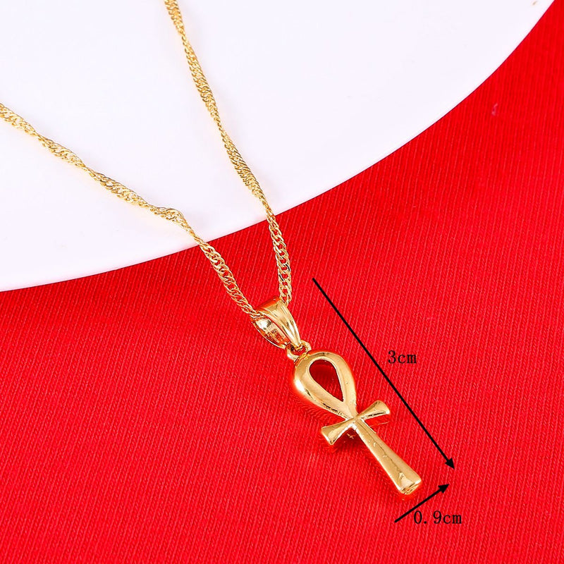 [Australia] - Egyptian Jewelry Men Women 18K Gold Plated Vintage The Key of The Nile Ankh Cross Pendant Necklace 