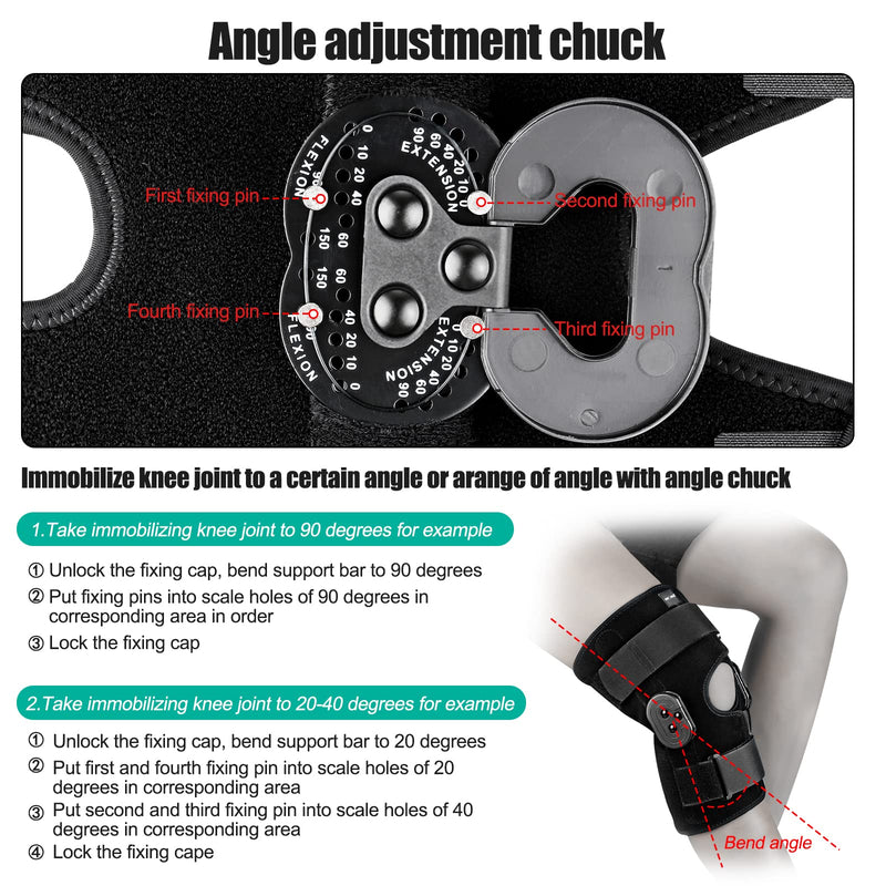 [Australia] - NEENCA Hinged Knee Brace, Adjustable Knee Immobilizer with Side Stabilizers of Locking Dials, Medical ROM Knee Brace Support for Knee Pain, Arthritis, ACL,PCL, Meniscus Tear, Injuries/Post OP Recovery 